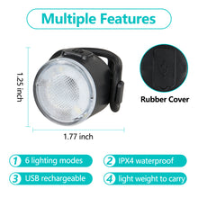 Load image into Gallery viewer, Wastou Rear Bike Light USB Rechargeable, Super Bright LED Bicycle Taillight, IPX4 Waterproof Led Bike Back Light for Cycling Helmet Safety WarningTaillights with 6 Steady/Flash Modes (Red-White)