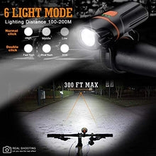 Load image into Gallery viewer, Wastou Bike Lights Super Bright Bike Front Light 1200 Lumen IPX6 Waterproof 6 Modes Cycling Light Flashlight Torch USB Rechargeable Tail Light(USB Cables Included)
