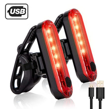 Load image into Gallery viewer, USB Rechargeable LED Bike Tail Light 2 Pack, Bright Bicycle Rear Cycling Safety Flashlight