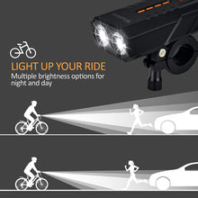Load image into Gallery viewer, Bike Light, USB Rechargeable Bicycle Headlight, IPX6 Waterproof 6 Modes LED Front Cycling Light, Super Bright Flashlight Torch for Road Mountain Cycling