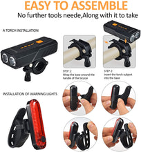 Load image into Gallery viewer, Bike Light, USB Rechargeable Bicycle Headlight, IPX6 Waterproof 6 Modes LED Front Cycling Light, Super Bright Flashlight Torch for Road Mountain Cycling