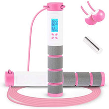 Load image into Gallery viewer, Jump Rope, Digital Weighted Handle Workout Jumping Rope with Calorie Counter for Training Fitness, Adjustable Exercise Speed Skipping Rope for Men, Women, Kids, Girls (Pink)