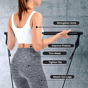 Pilates Bar Kit-One Stick for Whole Body Workout (Black)