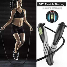 Load image into Gallery viewer, Wastou Jump Rope, Digital Weight Calories Time Setting Jump Rope with Counter for Indoor and Outdoor Exercise Adjustable Skipping Rope Workout for Men,Women,Kids, Girls (Black)