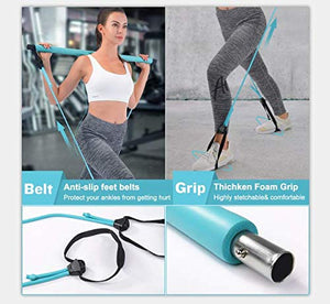 Pilates Bar Kit-One Stick for Whole Body Workout (Blue)