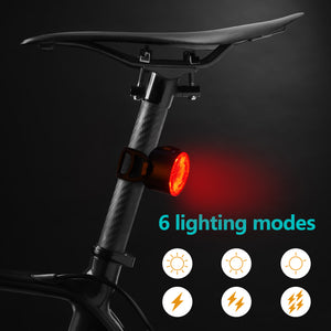 Wastou Rear Bike Light USB Rechargeable, Super Bright LED Bicycle Taillight, IPX4 Waterproof Led Bike Back Light for Cycling Helmet Safety WarningTaillights with 6 Steady/Flash Modes (Red-White)